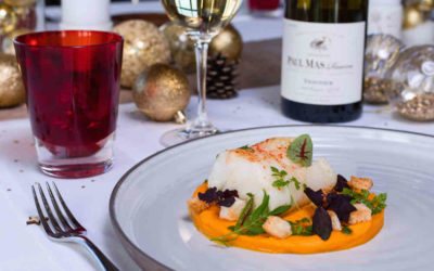 Poached cod with olive oil and carrot purée