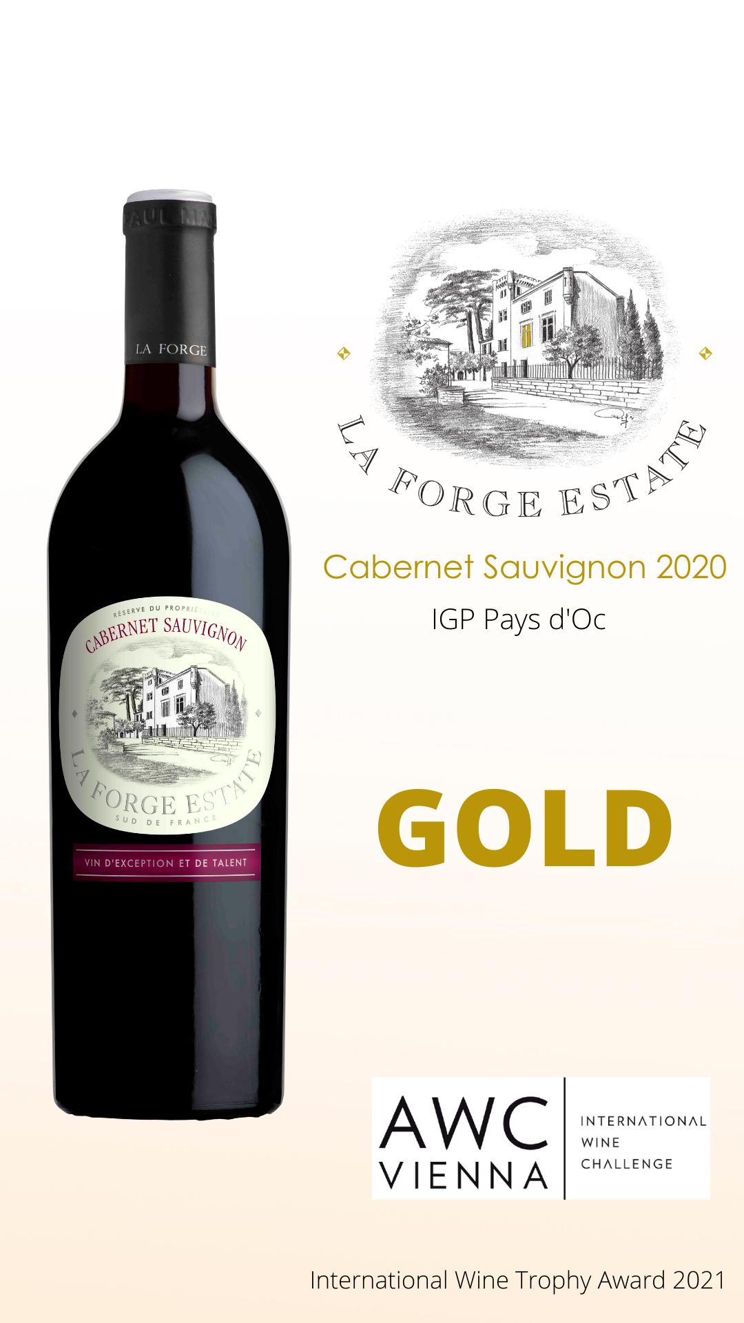 SCORE CARD La forge Estate Carbernet Sauvignon Gold médaille d'Or AWC VIENNA