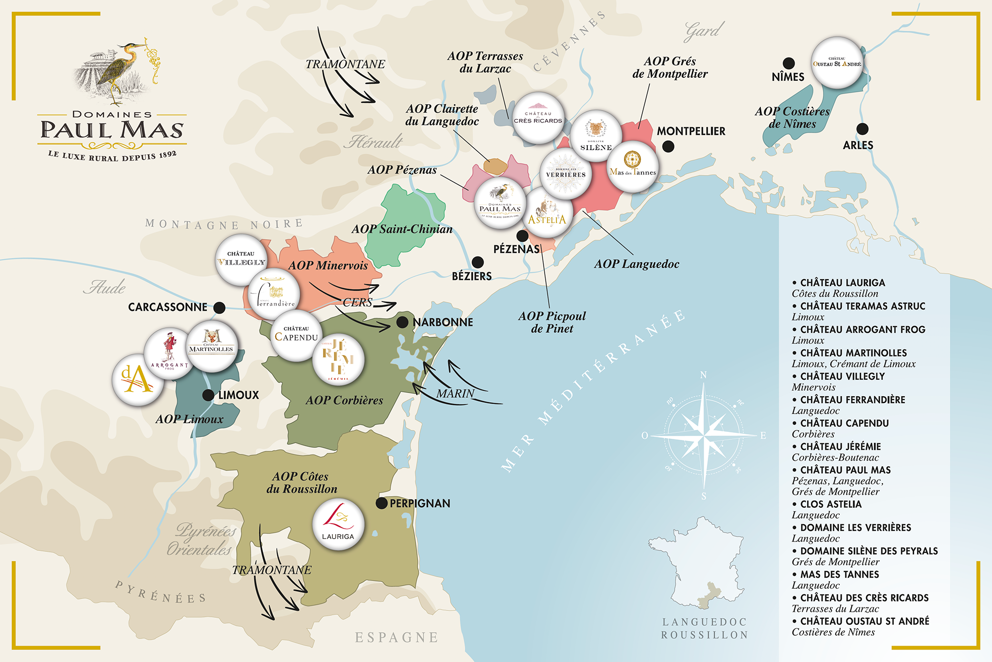 Cartes des Domaines Paul Mas 2022