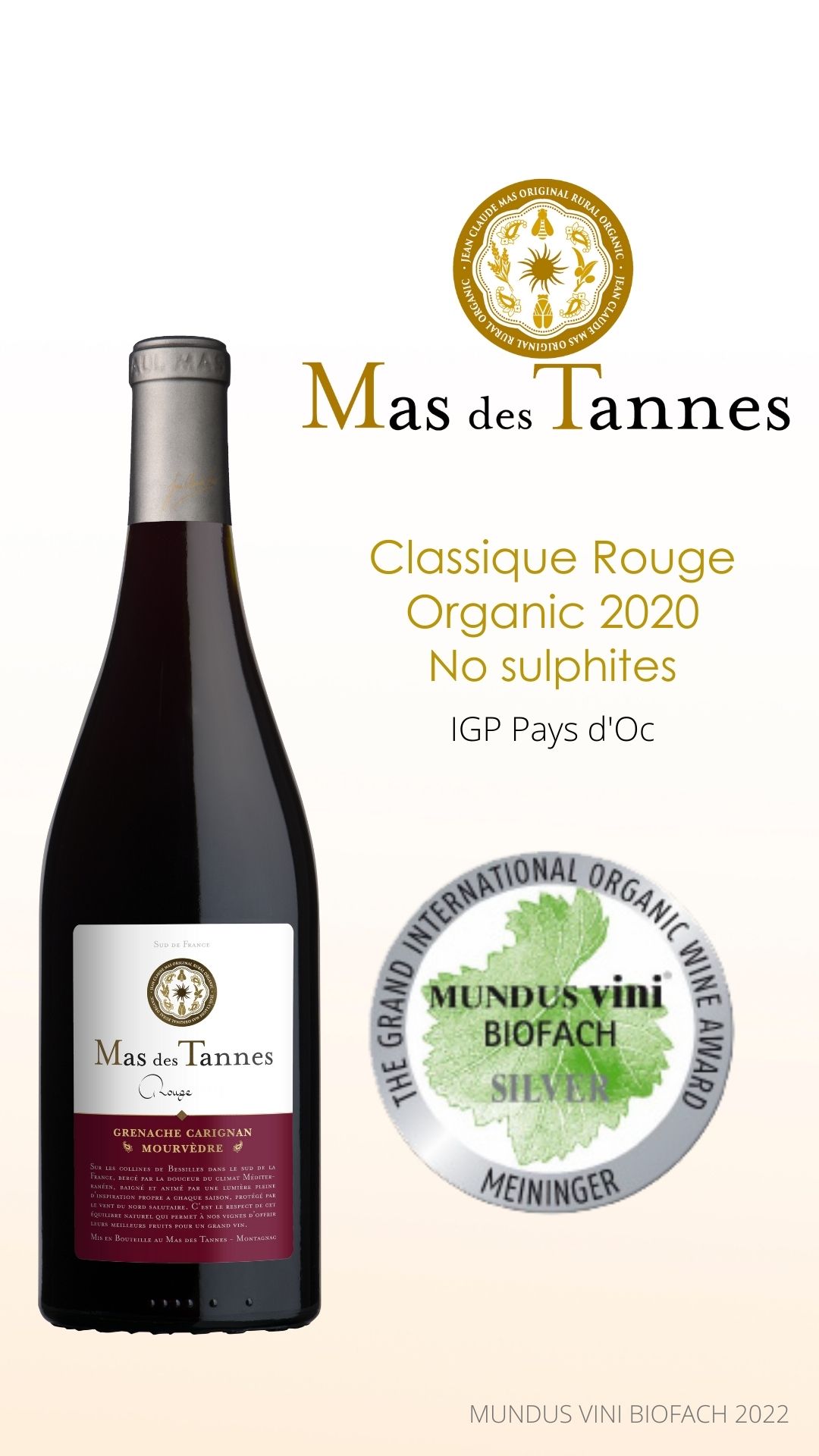 Mas des Tannes Classique Rouge Bio sans sulfites Mundus Vini Biofach 2022