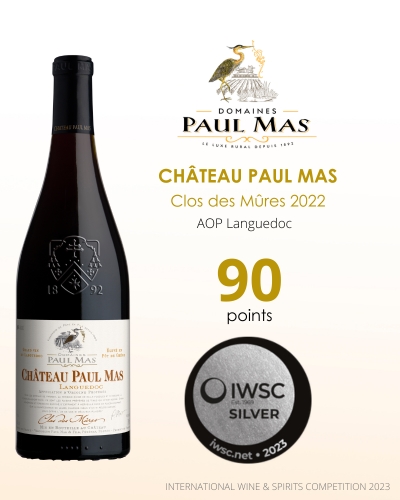 Château Paul Mas - Clos des Mûres 2022 - Aop Languedoc - 90 points IWSC 2023 - Silver medals