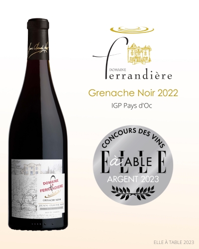 Domaine Ferrandière - Grenache noir 2022 - IGP Pays d'Oc - Médailles d'argent Elle à Table 2023