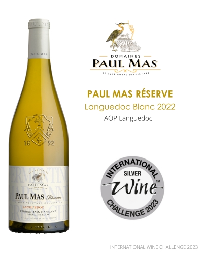 Domaines Paul Mas Reserve Languedoc Blanc 2022 - AOP Languedoc - Médaille d'Argent International Wine Challenge 2023