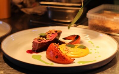 Duck breast inred wine sauce & its squash puree