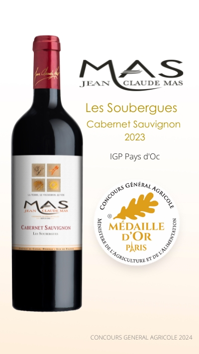 Jean Claude Mas Les Soubergues Cabernet Sauvignon 2023 - Or Concours Général Agricole 2024